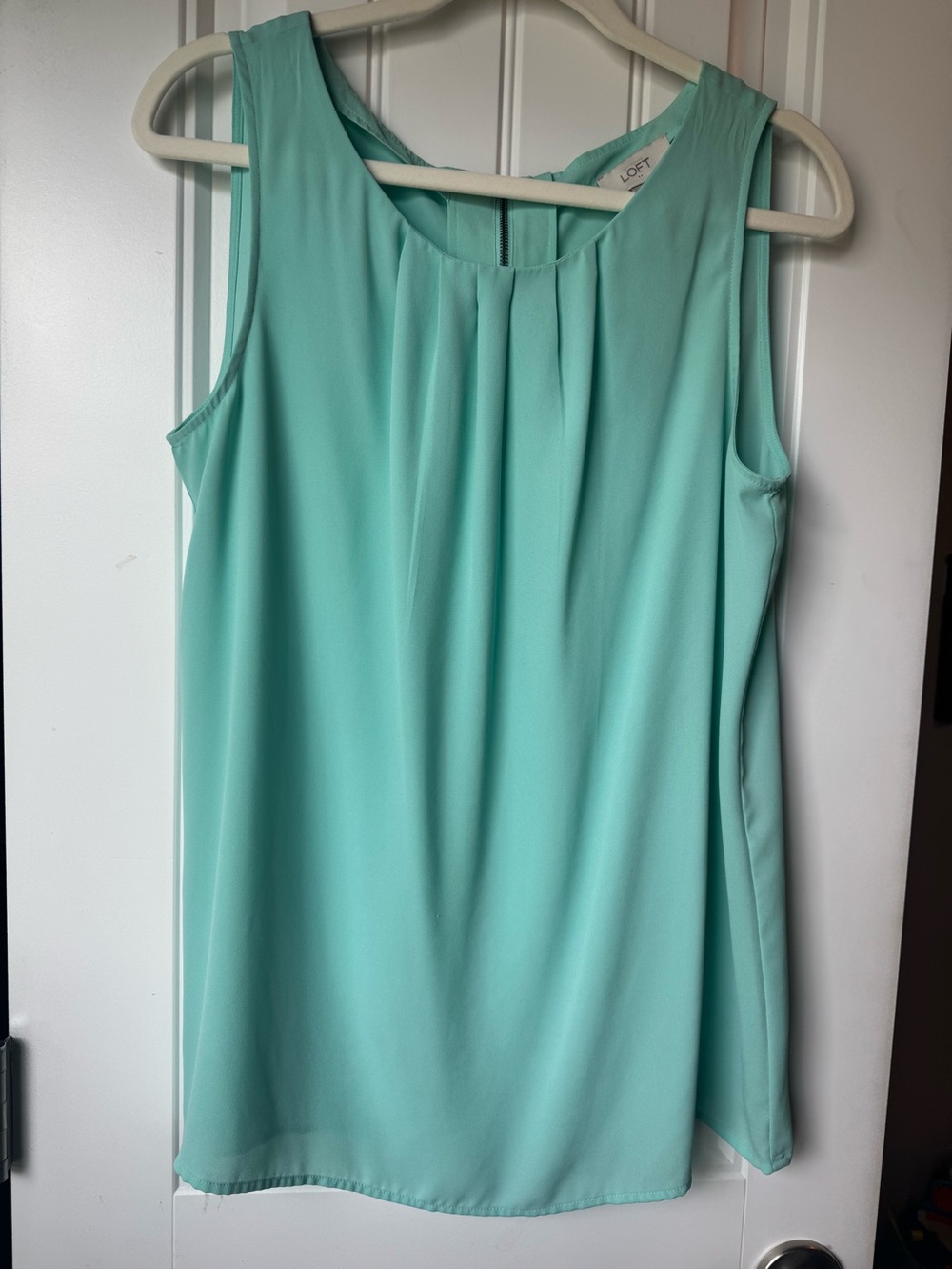 LOFT Mint Sleeveless Pleated Front Blouse